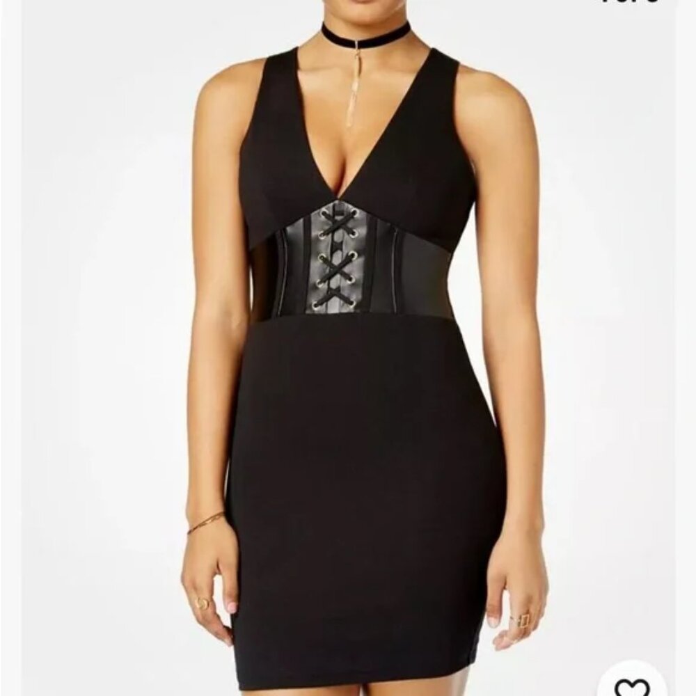 Star Wars Black Faux Leather Bodycon Lace-Up Corset Dress Size M